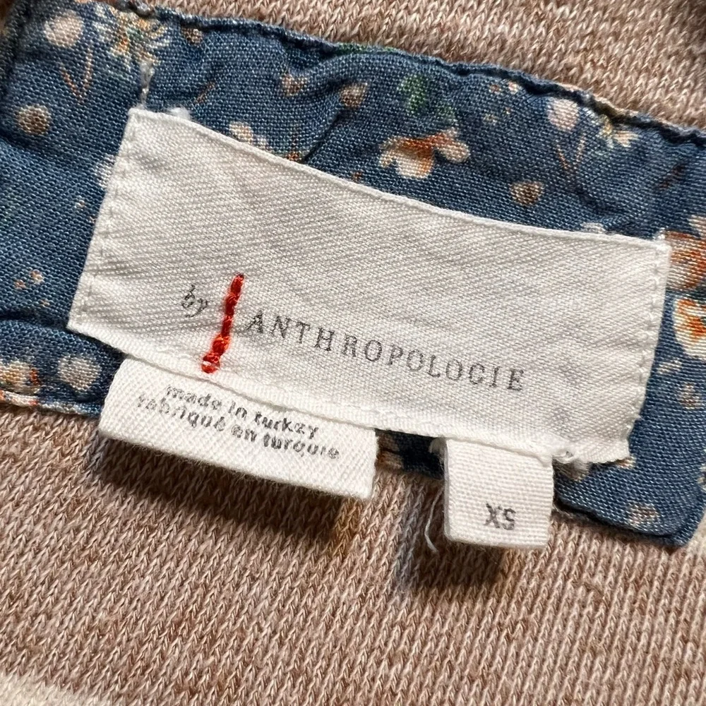Anthropologie Striped White & Beige, Half & Half, Exposed Stitching Sweater - Picture 3 of 6